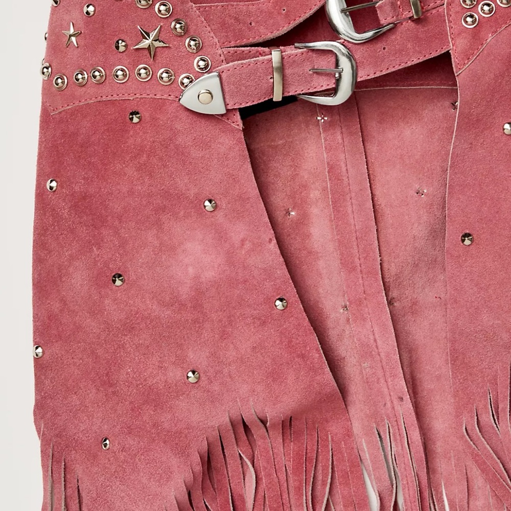 Understated Leather Chaps Belt in Pink “Rebelious Rose” - Picture 2 of 12